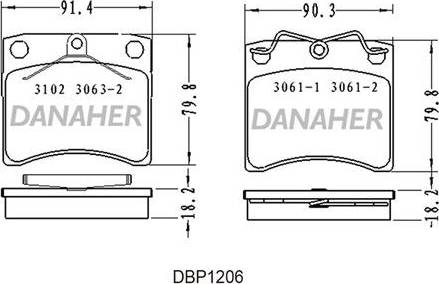 Danaher DBP1206 - Гальмівні колодки, дискові гальма autozip.com.ua