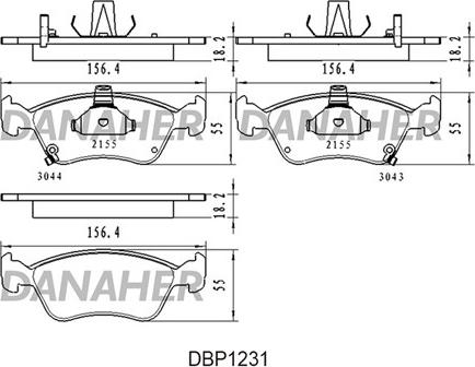 Danaher DBP1231 - Гальмівні колодки, дискові гальма autozip.com.ua