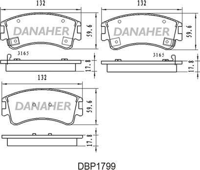 Danaher DBP1799 - Гальмівні колодки, дискові гальма autozip.com.ua