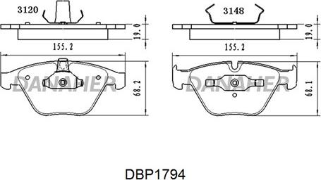 Danaher DBP1794 - Гальмівні колодки, дискові гальма autozip.com.ua