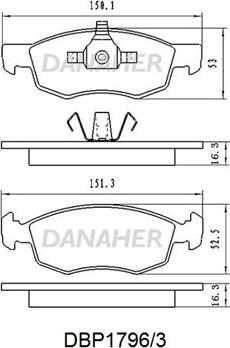 Danaher DBP1796/3 - Гальмівні колодки, дискові гальма autozip.com.ua