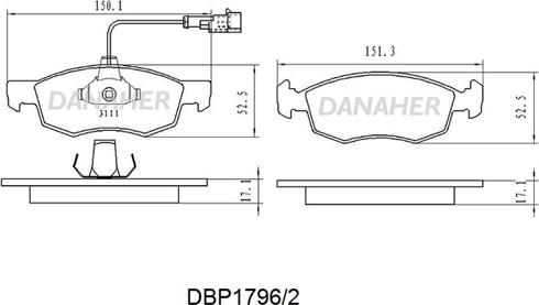 Danaher DBP1796/2 - Гальмівні колодки, дискові гальма autozip.com.ua