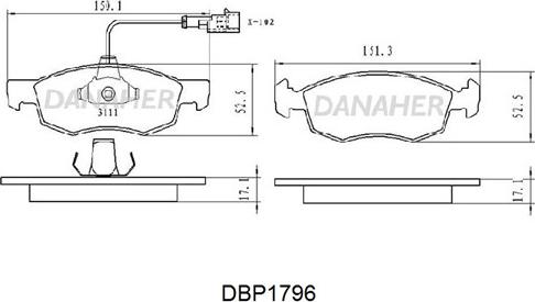 Danaher DBP1796 - Гальмівні колодки, дискові гальма autozip.com.ua