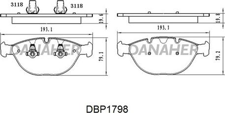 Danaher DBP1798 - Гальмівні колодки, дискові гальма autozip.com.ua