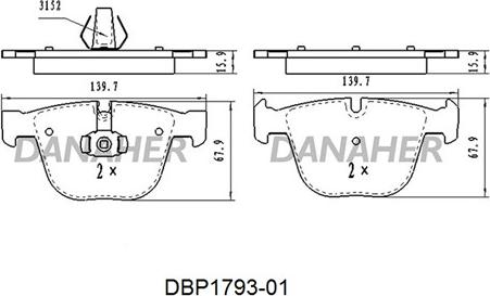 Danaher DBP1793-01 - Гальмівні колодки, дискові гальма autozip.com.ua