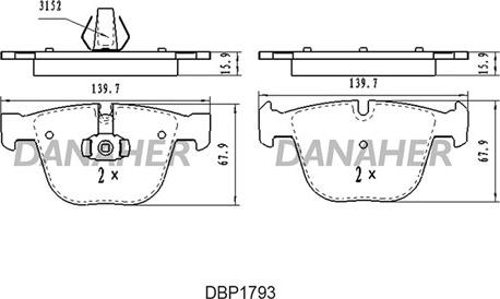 Danaher DBP1793 - Гальмівні колодки, дискові гальма autozip.com.ua