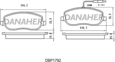 Danaher DBP1792 - Гальмівні колодки, дискові гальма autozip.com.ua