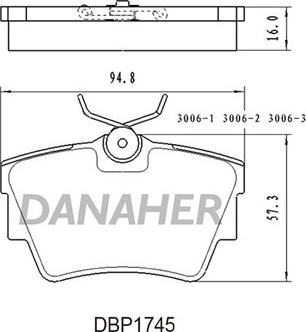 Danaher DBP1745 - Гальмівні колодки, дискові гальма autozip.com.ua