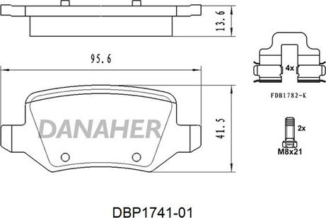 Danaher DBP1741-01 - Гальмівні колодки, дискові гальма autozip.com.ua