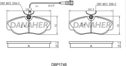 Danaher DBP1748 - Гальмівні колодки, дискові гальма autozip.com.ua