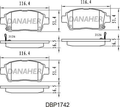Danaher DBP1742 - Гальмівні колодки, дискові гальма autozip.com.ua