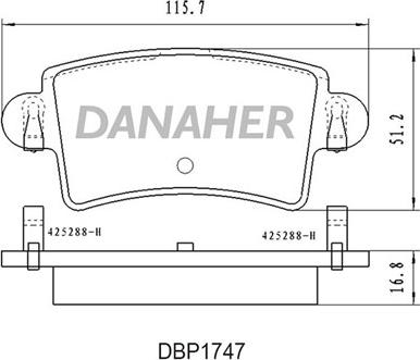 Danaher DBP1747 - Гальмівні колодки, дискові гальма autozip.com.ua