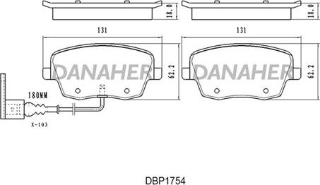 Danaher DBP1754 - Гальмівні колодки, дискові гальма autozip.com.ua