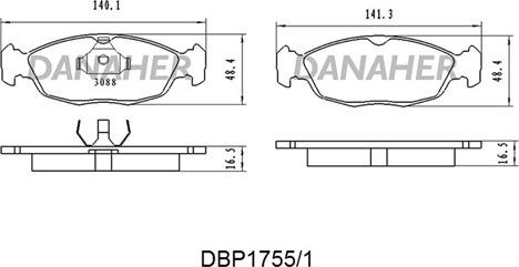 Danaher DBP1755/1 - Гальмівні колодки, дискові гальма autozip.com.ua