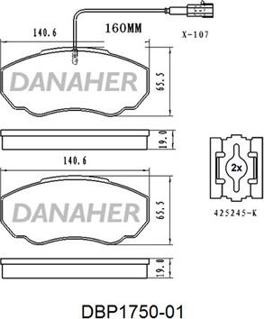 Danaher DBP1750-01 - Гальмівні колодки, дискові гальма autozip.com.ua