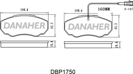 Danaher DBP1750 - Гальмівні колодки, дискові гальма autozip.com.ua