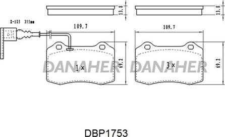 Danaher DBP1753 - Гальмівні колодки, дискові гальма autozip.com.ua