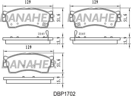 Danaher DBP1702 - Гальмівні колодки, дискові гальма autozip.com.ua
