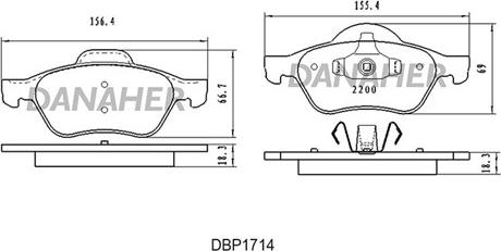 Danaher DBP1714 - Гальмівні колодки, дискові гальма autozip.com.ua