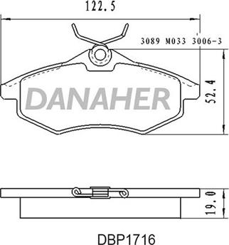 Danaher DBP1716 - Гальмівні колодки, дискові гальма autozip.com.ua