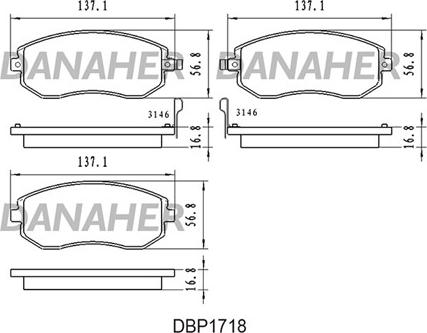 Danaher DBP1718 - Гальмівні колодки, дискові гальма autozip.com.ua