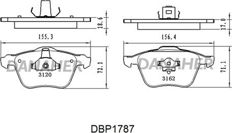 Danaher DBP1787 - Гальмівні колодки, дискові гальма autozip.com.ua