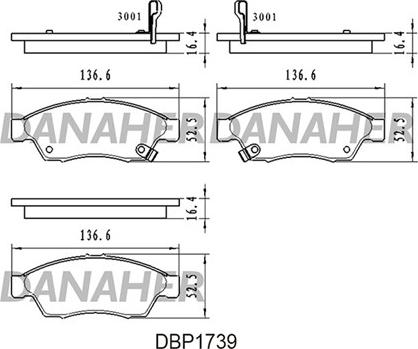 Danaher DBP1739 - Гальмівні колодки, дискові гальма autozip.com.ua