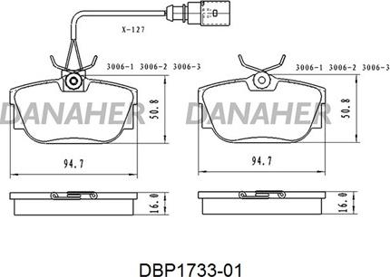 Danaher DBP1733-01 - Гальмівні колодки, дискові гальма autozip.com.ua