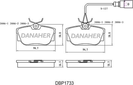 Danaher DBP1733 - Гальмівні колодки, дискові гальма autozip.com.ua