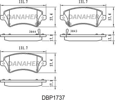 Danaher DBP1737 - Гальмівні колодки, дискові гальма autozip.com.ua