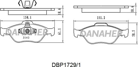 Danaher DBP1729/1 - Гальмівні колодки, дискові гальма autozip.com.ua