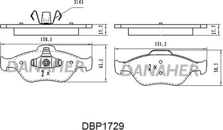 Danaher DBP1729 - Гальмівні колодки, дискові гальма autozip.com.ua