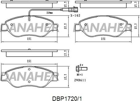 Danaher DBP1720/1 - Гальмівні колодки, дискові гальма autozip.com.ua