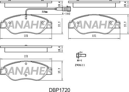 Danaher DBP1720 - Гальмівні колодки, дискові гальма autozip.com.ua