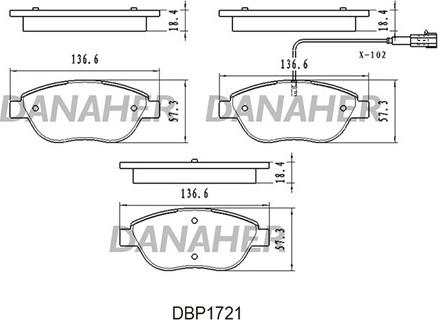 Danaher DBP1721 - Гальмівні колодки, дискові гальма autozip.com.ua