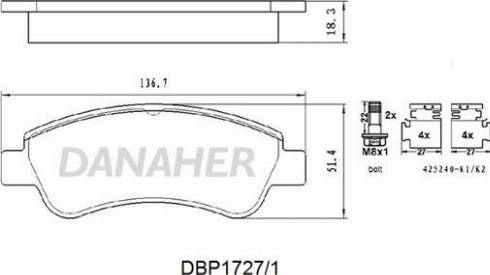 Danaher DBP1727/1 - Гальмівні колодки, дискові гальма autozip.com.ua