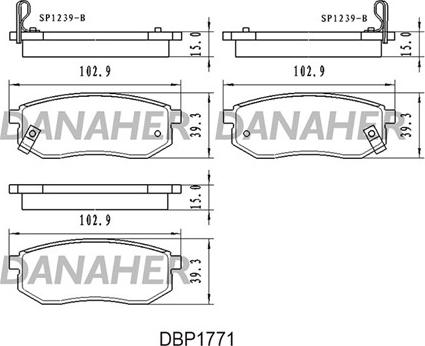 Danaher DBP1771 - Гальмівні колодки, дискові гальма autozip.com.ua