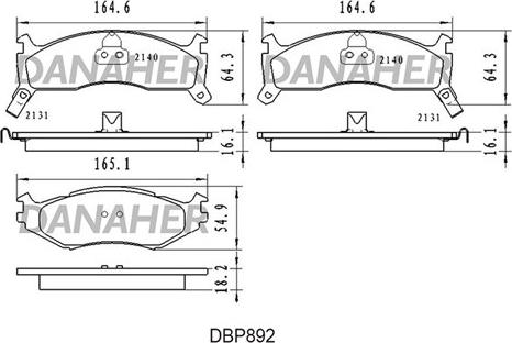 Danaher DBP892 - Гальмівні колодки, дискові гальма autozip.com.ua