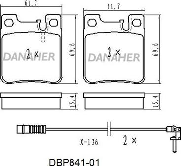 Danaher DBP841-01 - Гальмівні колодки, дискові гальма autozip.com.ua