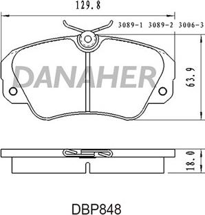 Danaher DBP848 - Гальмівні колодки, дискові гальма autozip.com.ua