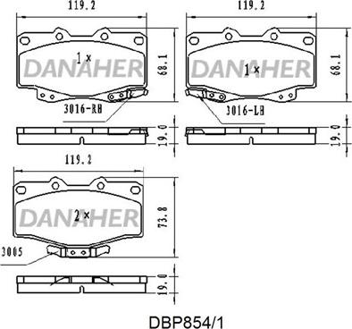 Danaher DBP854/1 - Гальмівні колодки, дискові гальма autozip.com.ua