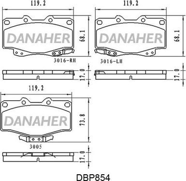 Danaher DBP854 - Гальмівні колодки, дискові гальма autozip.com.ua