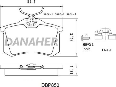 Danaher DBP850 - Гальмівні колодки, дискові гальма autozip.com.ua