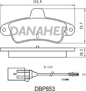 Danaher DBP853 - Гальмівні колодки, дискові гальма autozip.com.ua