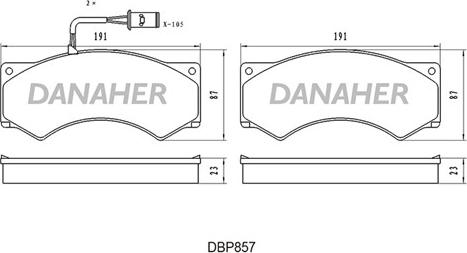 Danaher DBP857 - Гальмівні колодки, дискові гальма autozip.com.ua