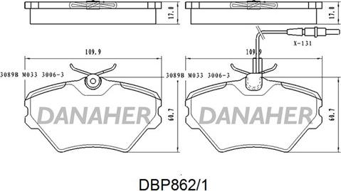 Danaher DBP862/1 - Гальмівні колодки, дискові гальма autozip.com.ua