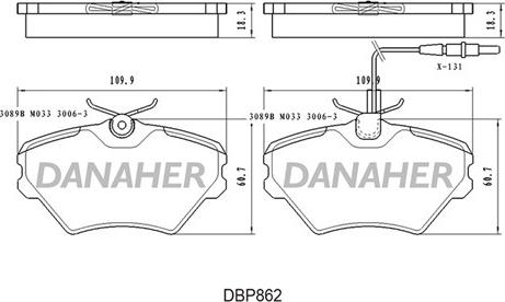 Danaher DBP862 - Гальмівні колодки, дискові гальма autozip.com.ua
