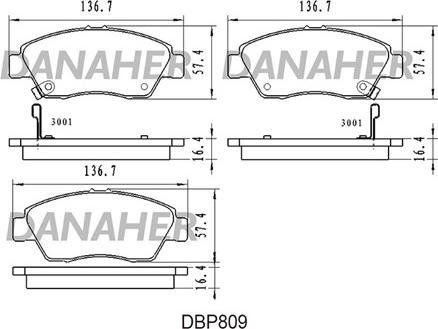 Danaher DBP809 - Гальмівні колодки, дискові гальма autozip.com.ua