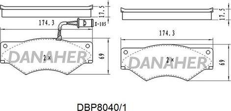 Danaher DBP8040/1 - Гальмівні колодки, дискові гальма autozip.com.ua