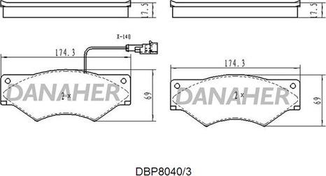 Danaher DBP8040/3 - Гальмівні колодки, дискові гальма autozip.com.ua